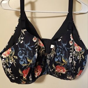 Cacique 42G black floral bra